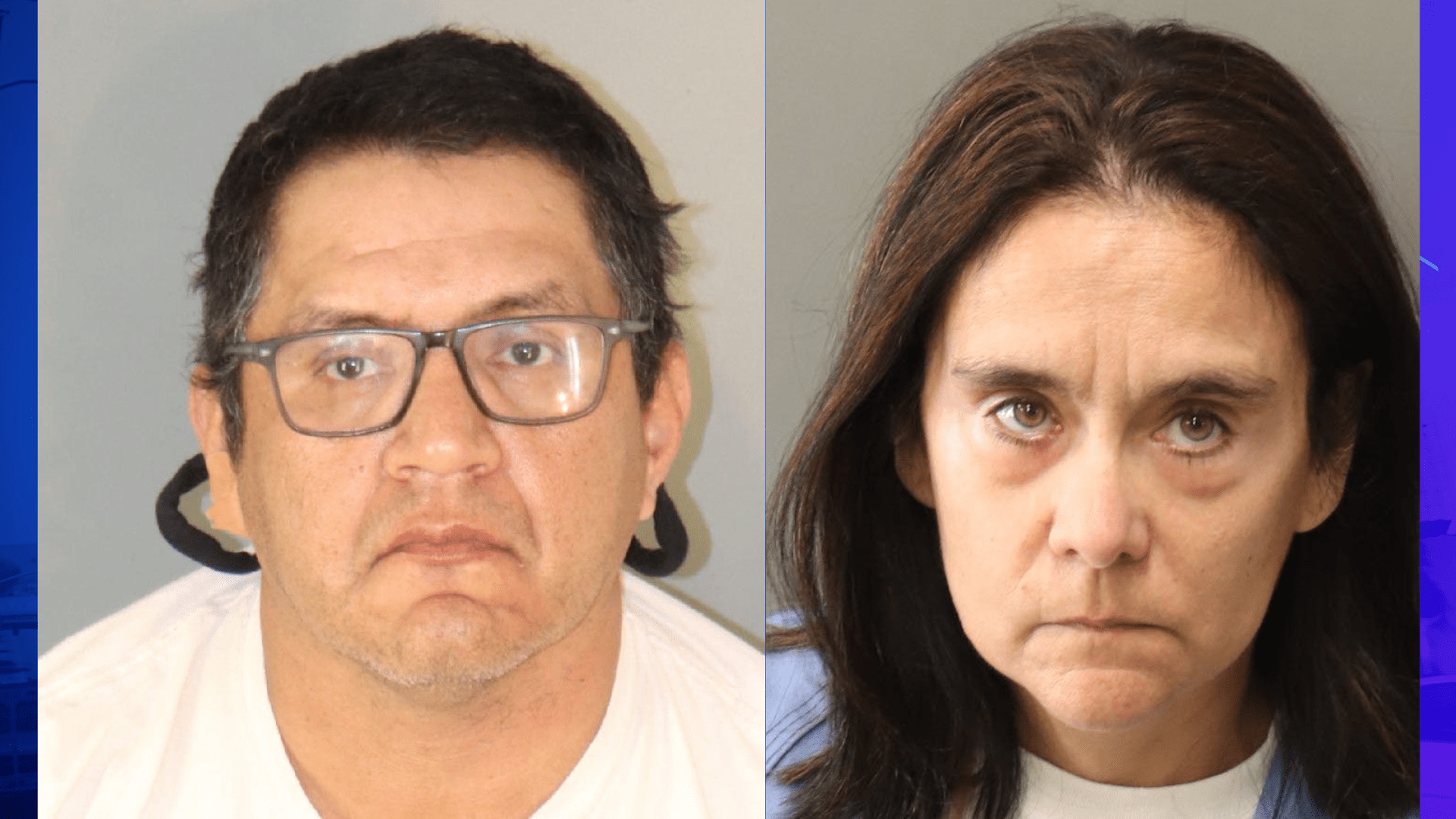 Jose Cruz Martinez, 47 and Dawn Renee Johnson, 48, in booking photos from the Riverside Police Department.